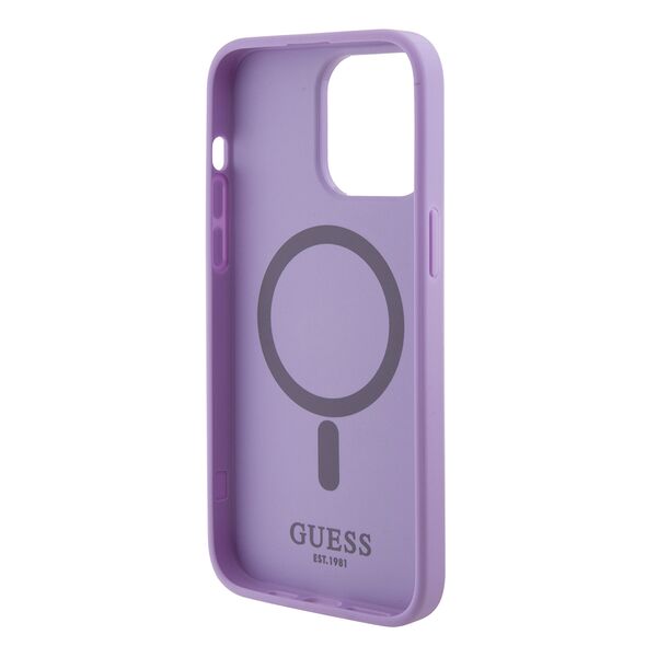 Guess Case for iPhone 15 Pro Max - Guess Saffiano MagSafe (GUHMP15XPSAHMCU) - Purple 3666339155933 έως 12 άτοκες Δόσεις