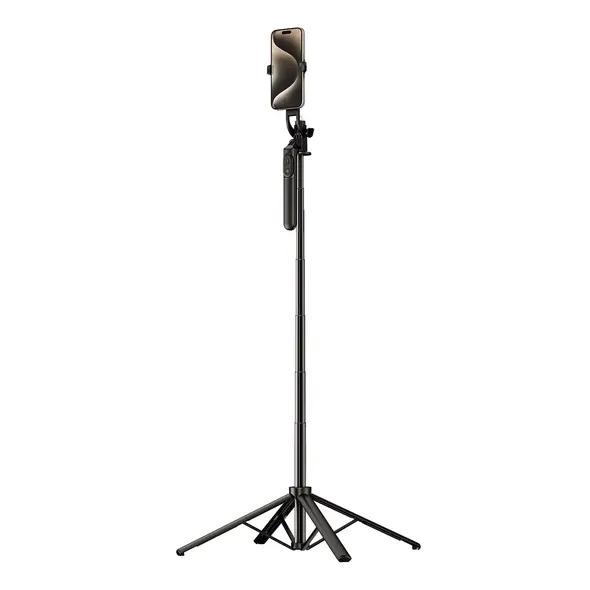 Selfie stick WH181-Y1S 1.75m aluminum alloy telescopic tripod with phone holder - black 5907769360640