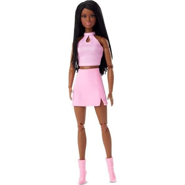 Lalka Barbie Barbie Mattel Barbie Signature Looks 21 - Tall, Braids, Pink Skirt Outfit