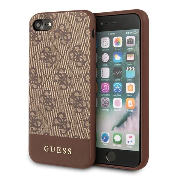 Guess GUHCI8G4GLBR Apple iPhone SE 2022/SE 2020/8/7 brown hard case 4G Stripe Collection GUE501BR 3700740471319