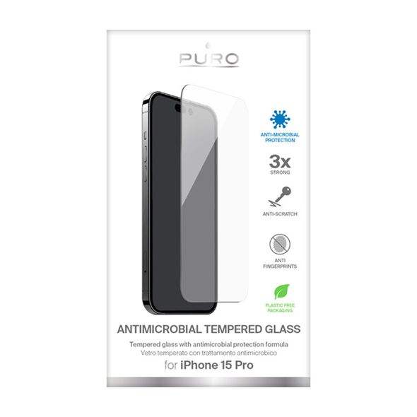 PURO Anti-Bacterial Glass Apple iPhone 15 Pro PUR768 8018417455940