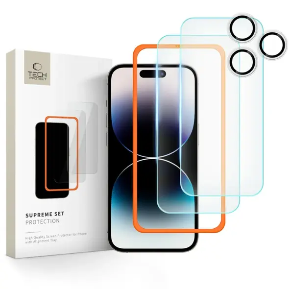 Tech-Protect SZKŁO HARTOWANE TECH-PROTECT SUPREME SET 3-PACK IPHONE 16 PRO MAX CLEAR