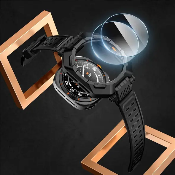 Supcase Unicorn Beetle Pro & Tempered Glass [2 PACK] Samsung Galaxy Watch Ultra 47mm Black SPC470 843439151642