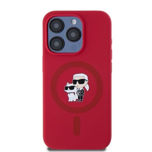 Original Pouch KARL LAGERFELD hardcase Silicone KC Heads Ring MagSafe KLHMP15LSCMKCRHR for Iphone 15 Pro red 3666339254209