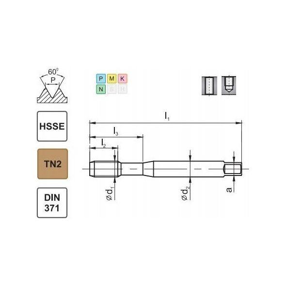 Fanar GWINTOWNIK M10 DIN-371C (6H) HSSE TIN 800X