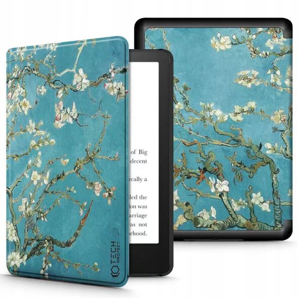 Tech-Protect SmartCase case for Kindle Paperwhite V / 5 / Signature Edition - blue with sakura flowers 9589046918667