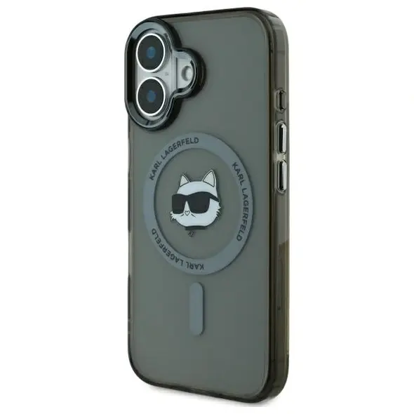 Karl Lagerfeld case for iPhone 16 6,1&quot; KLHMP16SHLSCHK black Hard IML Metal Choupette Head MagSafe 3666339318208