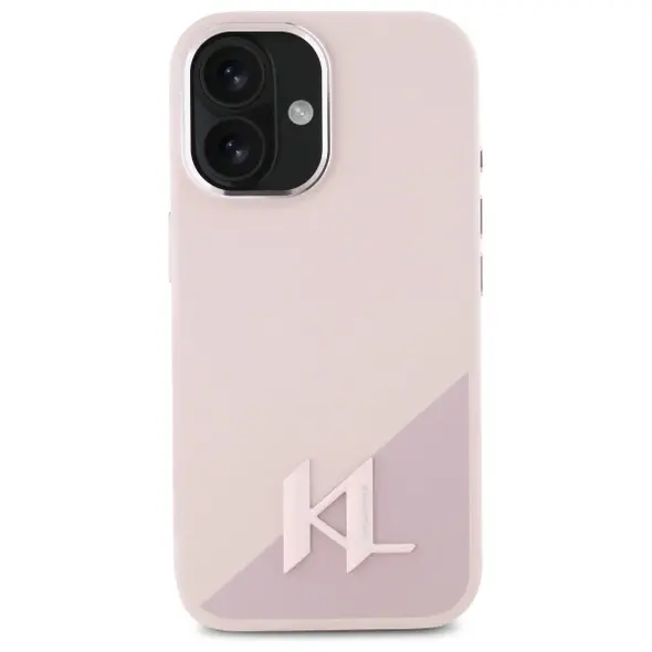 Karl Lagerfeld KLHMP16SSCMKMPCP Apple iPhone 16 hardcase Silicone Shadow Metal Initial MagSafe pink