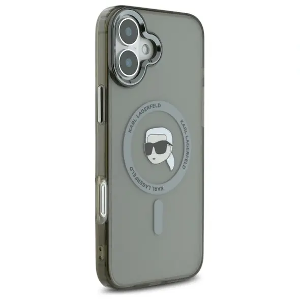 Karl Lagerfeld case for iPhone 16 6,1&quot; KLHMP16SHLSKIK black Hard IML Metal Karl Head MagSafe 3666339318161