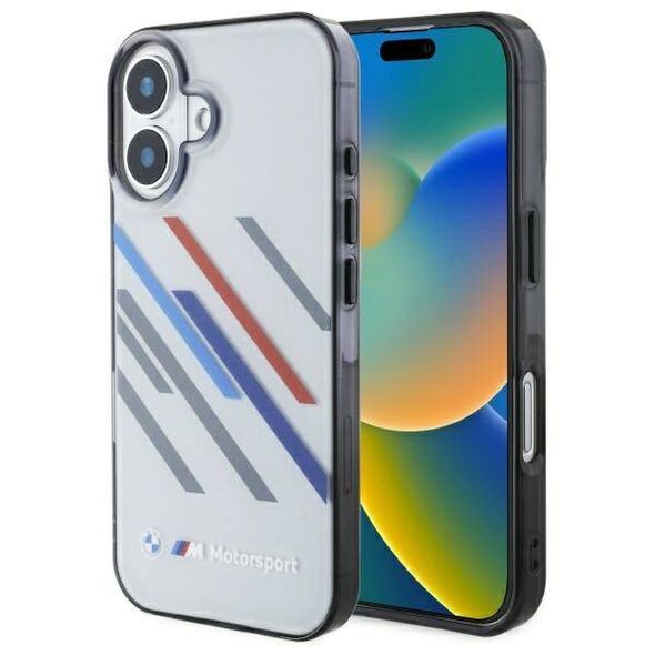 Original Case IPHONE 16 PLUS BMW Hardcase Motosport IML Random Stripes (BMHCP16M23HTRAG) gray 3666339325374