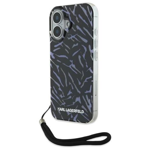 Karl Lagerfeld case for iPhone 16 6,1&quot; KLHCP16SHZBPKCCU purple Hard Zebra With Cord 3666339320324