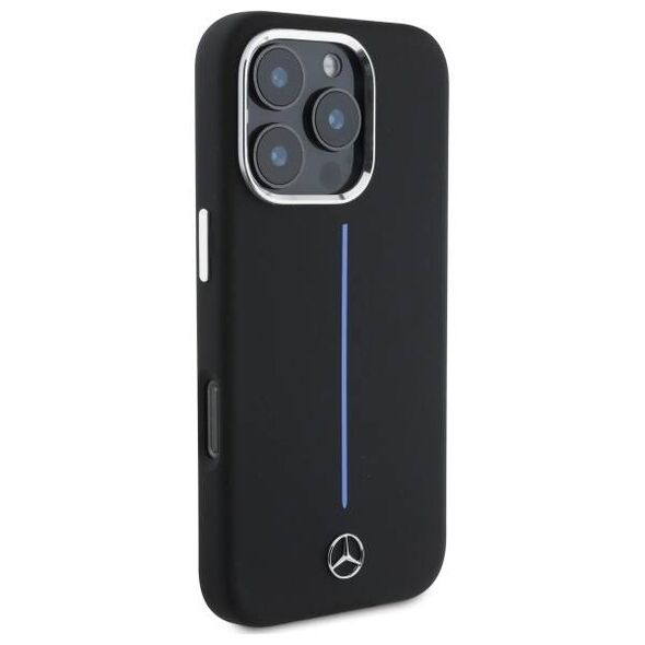 Mercedes case for iPhone 16 Pro 6,3&quot; MEHMP16L23SUMBK Hardcase Silicone Blue Stripe MagSafe black 3666339326746