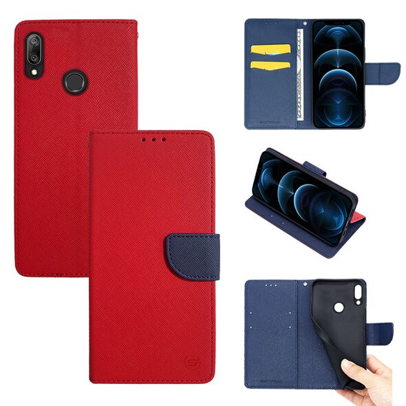 Θήκη Πορτοφόλι Sonique Trend Wallet Huawei Y7 2019 Κόκκινο / Σκούρο Μπλε 5201101878924