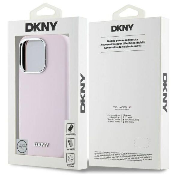 Original Case IPHONE 16 PRO MAX DKNY Hardcase Liquid Silicone Small Metal Logo MagSafe (DKHMP16XSMCHLP) pink 3666339334895