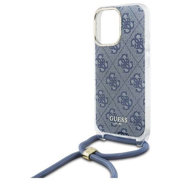 Original Case IPHONE 16 PRO Guess Hardcase Crossbody Cord 4G Print (GUHCP16LHC4SEB) blue 3666339344351