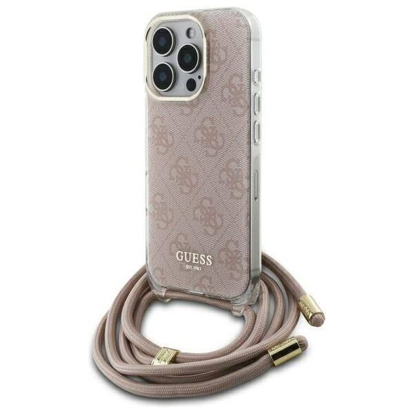 Original Case IPHONE 16 PRO Guess Hardcase Crossbody Cord 4G Print (GUHCP16LHC4SEP) pink 3666339344399