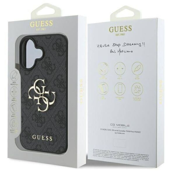 Original Case IPHONE 16 PLUS Guess Hardcase 4G Big Logo (GUHCP16M4GMGGR) black 3666339327538