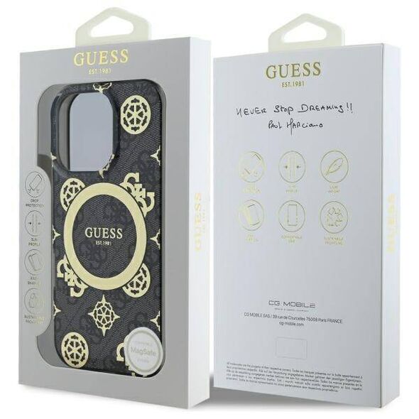 Original Case IPHONE 16 PRO Guess Hardcase IML Peony On 4G Background MagSafe (GUHMP16LH4PYEEK) black 3666339299927