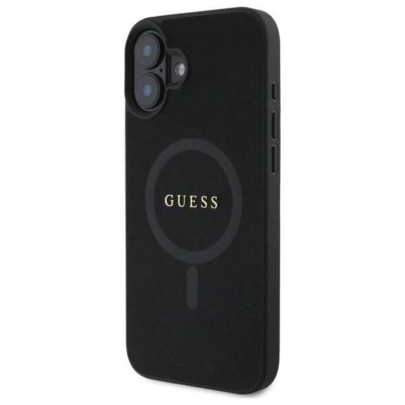 Original Case IPHONE 16 Guess Hardcase Saffiano Classic Logo MagSafe (GUHMP16SPSAHMCK) black 3666339342401