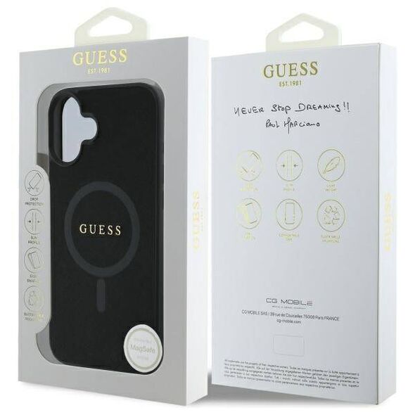 Original Case IPHONE 16 Guess Hardcase Saffiano Classic Logo MagSafe (GUHMP16SPSAHMCK) black 3666339342401