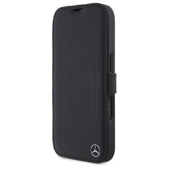 Original Case IPHONE 16 PRO Mercedes Bookcase Leather Wood Imitation (MEBKP16L23RBGVK) black 3666339364588