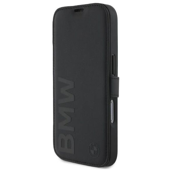 Original Case IPHONE 16 PRO BMW Bookcase Signature Leather Wordmark (BMBKP16L23RMRLK) black 3666339364540