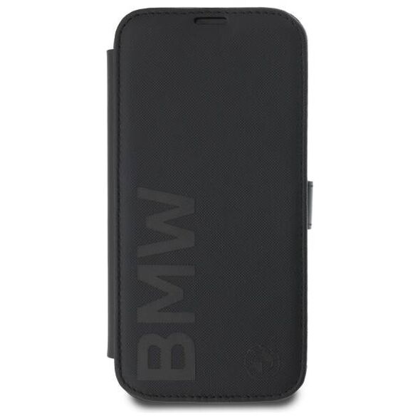 Original Case IPHONE 16 BMW Bookcase Signature Leather Wordmark (BMBKP16S23RMRLK) black 3666339364526