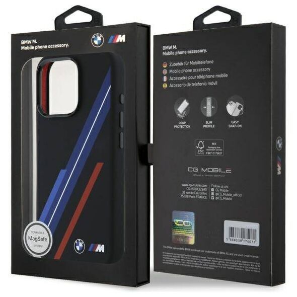 Original Case IPHONE 16 PRO BMW Hardcase Silicone Random Lines MagSafe (BMHMP16L23SSPK) black 3666339324902