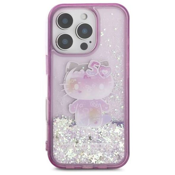 Original Case IPHONE 16 PRO Hello Kitty Hardcase Liquid Glitter 50TH Anniversary Party (HKHCP16LL50PPU) purple 3666339337407