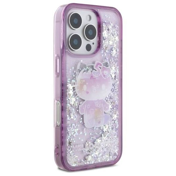 Original Case IPHONE 16 PRO Hello Kitty Hardcase Liquid Glitter 50TH Anniversary Party (HKHCP16LL50PPU) purple 3666339337407