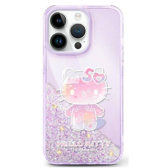 Original Case IPHONE 16 Hello Kitty Hardcase Liquid Glitter 50TH Anniversary Party (HKHCP16SL50PPU) purple 3666339337384