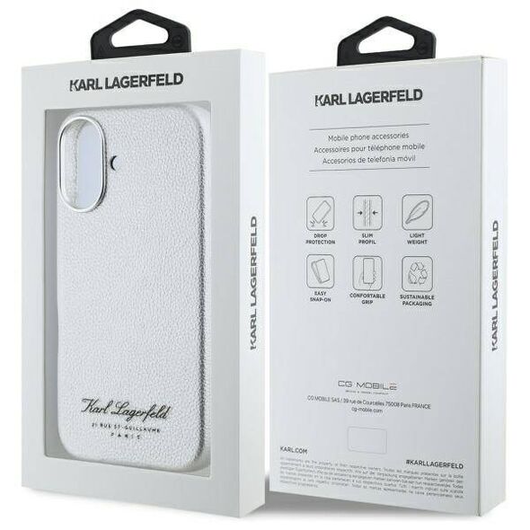 Original Case IPHONE 16 Karl Lagerfeld Hardcase Hotel RSG (KLHCP16SPGWCMKHG) gray 3666339319489