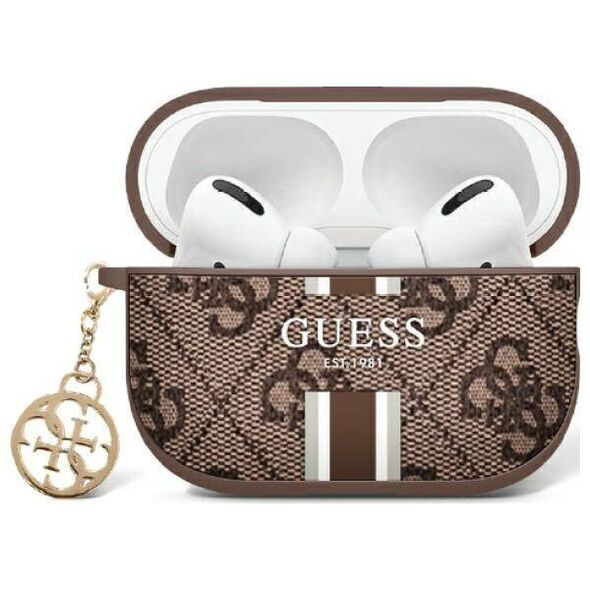 Case APPLE AIRPODS 1 / 2 Guess Cover Printed Stripes Charm (GUA2P4RPSW) brown 3666339311100