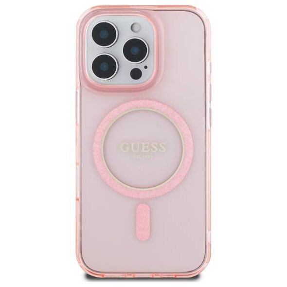 Original Case IPHONE 16 PRO Guess Hardcase IML Glitter Circle MagSafe (GUHMP16LHFGEREP) pink 3666339307875