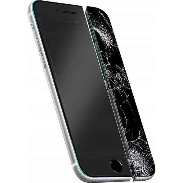 Crong Crong Nano Glass - Niepękające szkło hybrydowe iPhone SE (2022/2020) / 8 / 7 (czarna ramka)