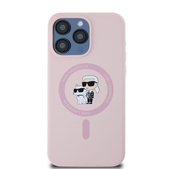 Karl Lagerfeld Case for iPhone 15 Pro Max - Karl Lagerfeld Silicone Ring MagSafe (KLHMP15XSCMKCRHP) - Pink Karl&Choupette 3666339254490 έως 12 άτοκες Δόσεις