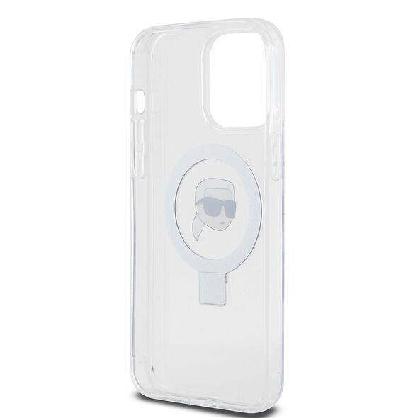 Karl Lagerfeld Case for iPhone 15 Pro Max - Karl Lagerfeld Hardcase Ring Stand Magsafe (KLHMP15XHHMRSKHH) - White Karl Head 3666339168544 έως 12 άτοκες Δόσεις