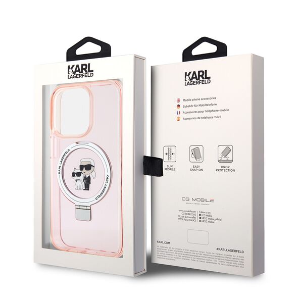 Karl Lagerfeld Case for iPhone 15 Pro Max - Karl Lagerfeld Hardcase Ring Stand Magsafe (KLHMP15XHHMMRSKCP) - Pink Karl&Choupettte 3666339169022 έως 12 άτοκες Δόσεις