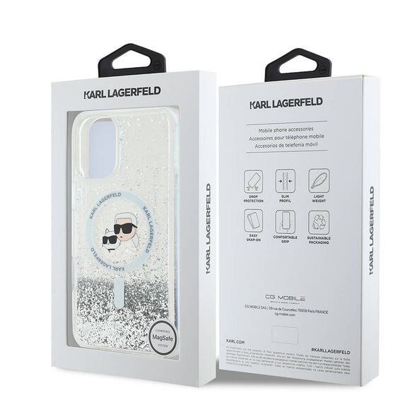 Karl Lagerfeld Case for iPhone 16 - Karl Lagerfeld Glitter Liquid MagSafe (KLHMP16SLGKKCSGH) - Transparent Karl&Choupette Head 3666339319120 έως 12 άτοκες Δόσεις