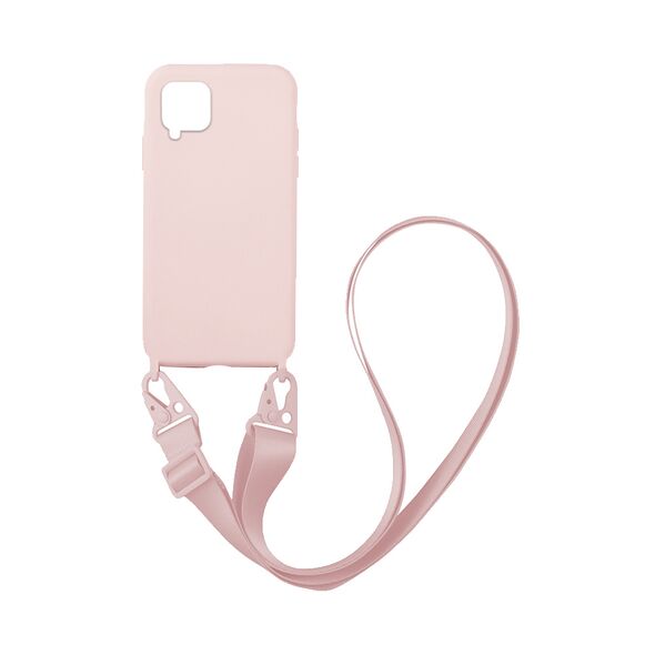 Θήκη Σιλικόνης με Strap CarryHang Sonique Samsung Galaxy A12 / Galaxy M12 Ροζ 5201101710132