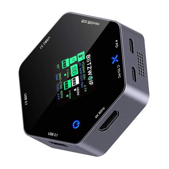 BlitzWolf Docking Station 8-in-1 Blitzwolf BW-TH16 USB 100W LCD Smart Display 070833  BW-TH16 έως και 12 άτοκες δόσεις 5906168439230