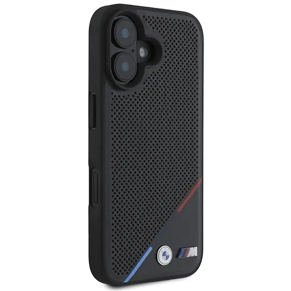 BMW BMHMP16S23PUPDK Apple iPhone 16 hardcase M Perforated Tricolor Line MagSafe black