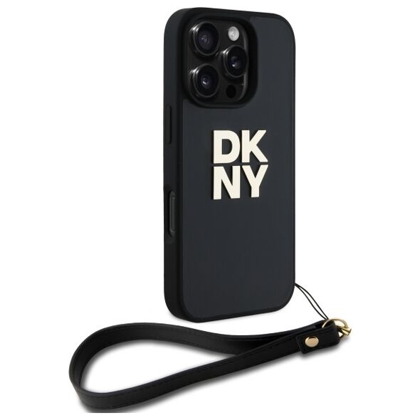 DKNY HC PU Wrist Strap and Stack Logo case for iPhone 16 Pro Max 6,9&quot; black 3666339334574