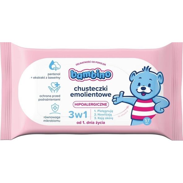 Nivea NIVEA Bambino Chusteczki emolientowe 3w1 hipoalergiczne 1 x 57 szt