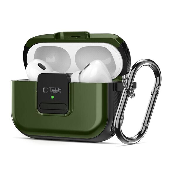 Case APPLE AIRPODS PRO 1 / 2 Tech-Protect Defender Hook MagSafe Olive green 5906302376292