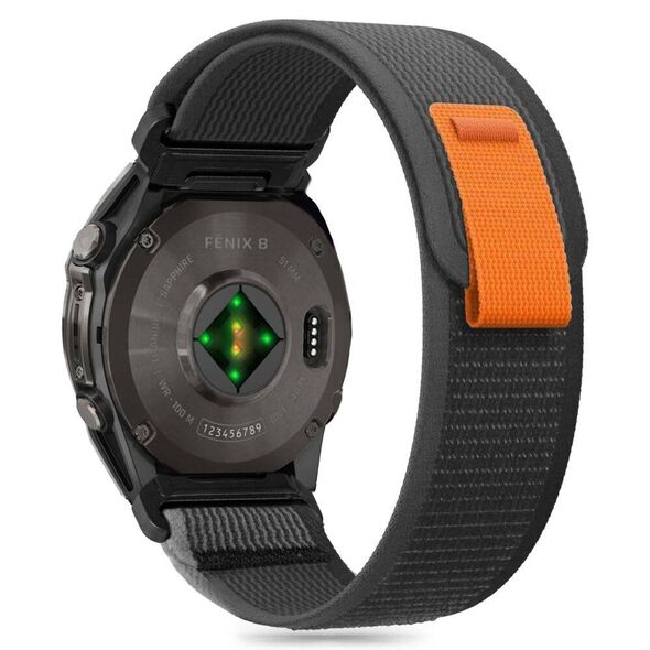 Strap for GARMIN FENIX 5X / 5X PLUS / 6X / 6X PRO / 7X / 8 (51MM) Tech-Protect Nylon black & orange 5906302376858