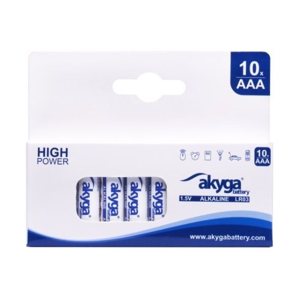 Akyga Bateria alkaliczna Akyga AKY19AAA LR03 Zn-MnO2, 1.5V/1300mAh 10szt/kartonik