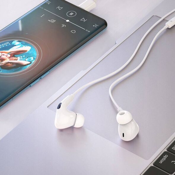 Wired In-Ear Earphones with 1.2m USB-C Cable and Microphone Jellico EP3A white 6974929202040