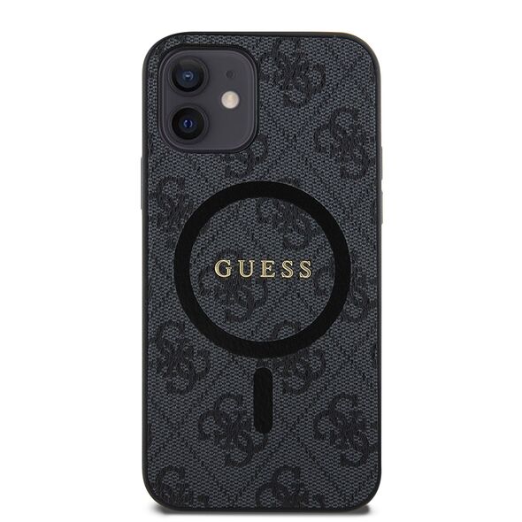 Guess Case for iPhone 12 / iPhone 12 Pro - Guess 4G Ring Classic Classic Logo MagSafe (GUHMP12MG4GFRK) - Black 3666339226237 έως 12 άτοκες Δόσεις