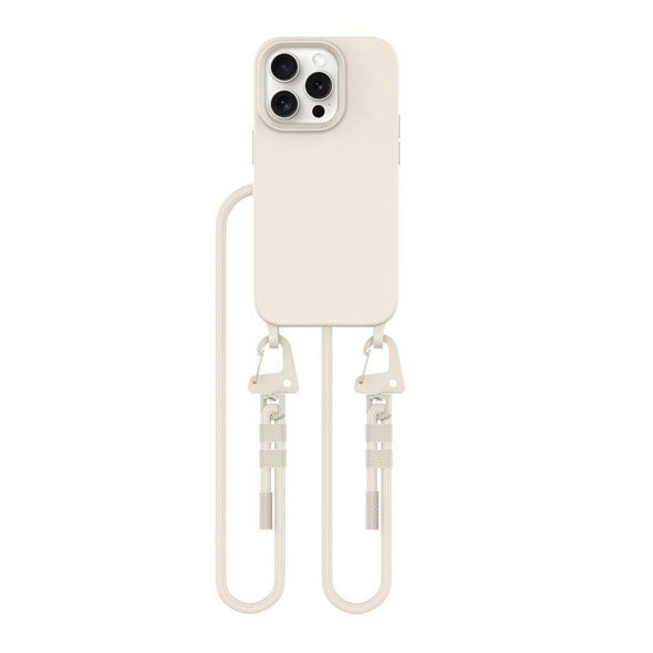 Case IPHONE 15 PRO Tech-Protect Magnecklace MagSafe Cosmic Latte 5906302313136